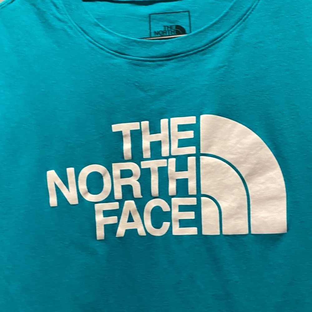The North Face Graphic Logo Tee Turquoise Cotton Outdoors Streetwear XL - Picture 3 of 4